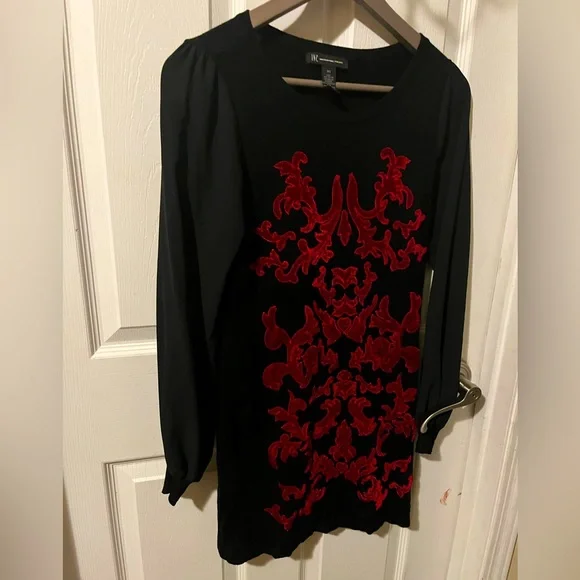 INC International Concepts | Dresses | Inc International Concepts Black  Embroidered Sweater Dress Xs | Poshmark